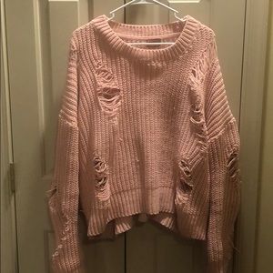 Pink Distressed sweater
